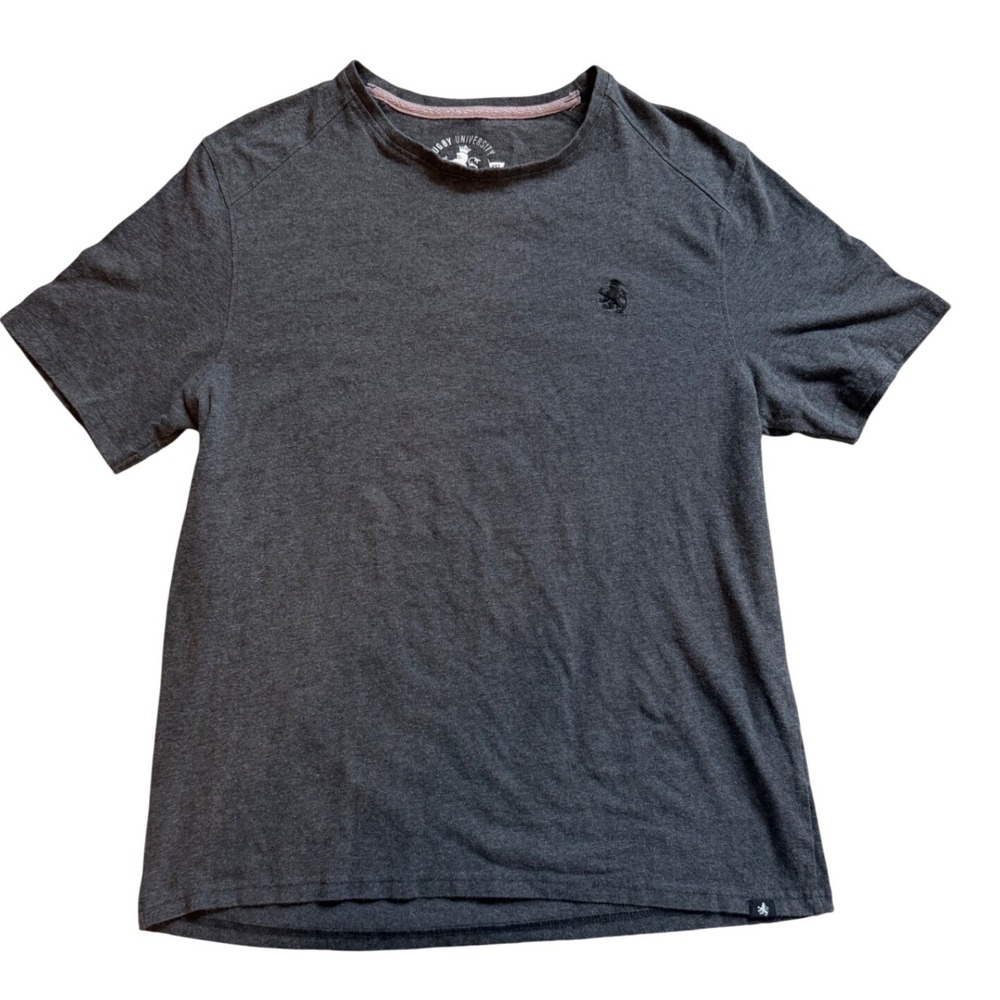 Rugby University Mens Super Soft Charcoal Gray Embroidered Lion Logo Tee Size L